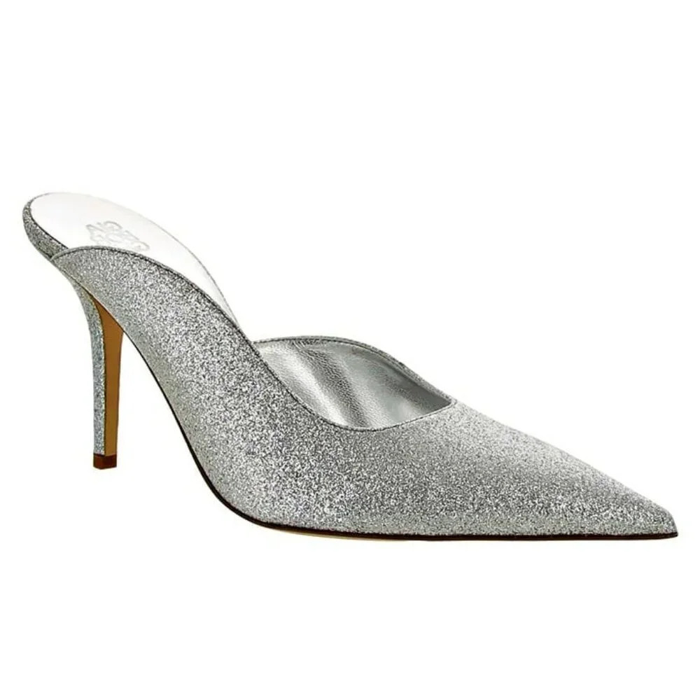 Gia Borghini Women's Abella Glitter Pointed Toe Heel Mules Size 37 IT MSRP $550